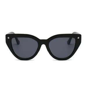 Trendy black cat-eye sunglasses with UV protection and stylish side metal stud accents.