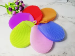 Brosse de douche en silicone colorée poils doux nettoyeur corporel pour salle de bain