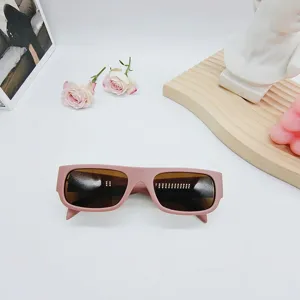 Gafas de sol retro pequeñas rosas de moda elegante con lentes de protección solar oscuras.