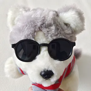 Gros plan de lunettes de soleil rondes et noires pour animaux, parfaites chiens et chats.