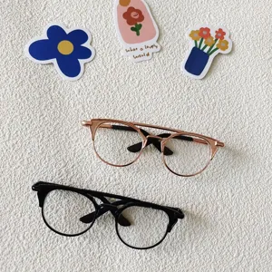 Lunettes à double pont en métal pour poupées de 20cm et animaux, accessoires photo mignons.