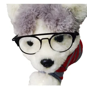 Lunettes a double pont en metal pour poupees de 20cm et animaux, accessoire photo noir.