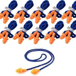 Tappi per Orecchie in Silicone Riutilizzabili Riduzione del Rumore con Cordino Protezione Uditiva Impermeabile per Sonno Studio Nuoto