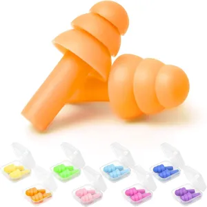 Tappi Per Orecchie in Silicone Riutilizzabili Per Sonno Nuoto Riduzione del Rumore Impermeabile