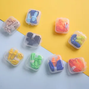 Tappi per le orecchie in silicone con cordino e custodia per sonno, studio, nuoto.