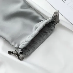 Grijs satijnen drawstring zakje voor geschenkverpakking sieraden opslag elegant design