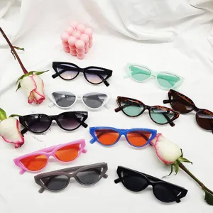 Retro Cat Eye Small Frame Sunglasses Women Fashion Colorful Ocean Lens Hip Hop Trendy Chic Sun Glasses Eyewear UV400