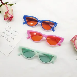 Retro cat eye sunglasses vintage small frame colorful lens trendy hip hop eyewear for women