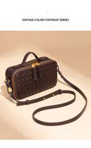 Sac a main bandouliere mini en cuir tresse classique pour femme marron sac a main tendance