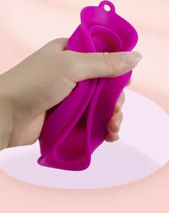 Foldable silicone makeup brush cleaning pad detail view showing texture and flexible design.