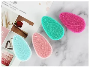 Silicone facial cleansing brush set, soft exfoliating face scrubber and makeup remover tool.