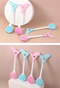 Silicone makeup assistance tool with long handle and cute mermaid tail design for daily use.