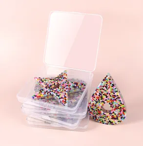 Creative colorful bead filled silicone shape decompression toy set with clear storage box details.