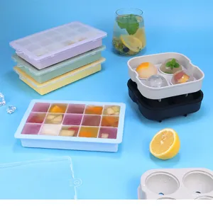 Silicone ice cube tray set with lid, multi-grid and round sphere ice mold for whiskey and home use.