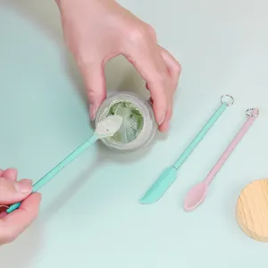 Mini silicone spatula set for cosmetics and jars, flexible small scraping spoons for easy daily makeup use.