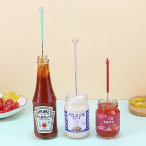 Mini silicone telescopic spatula scraper spoon for kitchen sauce jar cosmetic bottle use