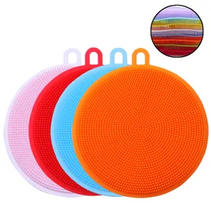 Multifunctional Silicone Dishwashing Brush Kitchen Cleaning Scrubber Flexible Heat Resistant Dish Brush Multi Color Scrub Pads
