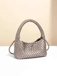 Luxus metallisch gewebte Leder Umhängetasche schicke handgemachte Beuteltasche Mode
