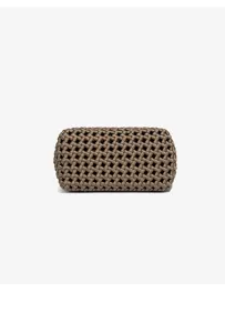 Vue détaillée de la pochette tissée à la main vintage avec un design tubulaire unique.