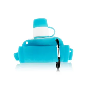 Foldable silicone water bottle for sports and camping, portable outdoor hiking travel flask.