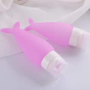 Kit de bouteilles de voyage en silicone, design mignon queue de baleine, gel douche.