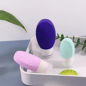 Silicone Travel Dispensing Bottle Portable Squeezable Leakproof Lotion Container With Leather Texture For Toiletries Makeup Travel