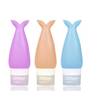 Set bouteilles de voyage en silicone queue de sirène flacons souples pour gel douche shampooing 3pcs
