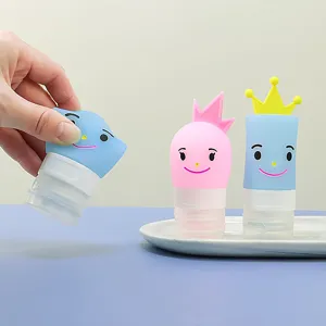 Portable Silicone Travel Toiletry Bottle Cute Cartoon Prince Princess Design Refillable Squeezable Dispenser Container