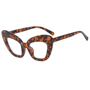 Oversized cat eye blue light blocking glasses stylish tortoise shell optical frame