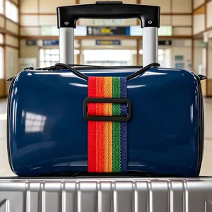 Luggage strap elastic travel suitcase packing belt adjustable bright rainbow band 1pc