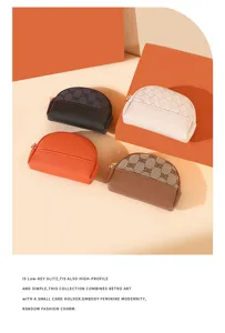 Mini zipper coin purse retro half-round wallet cute card holder compact storage pouch bag