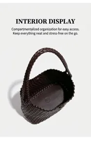 Bolso de hombro de cuero tejido artesanal elegante bolso tipo tote casual para mujer