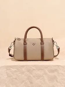 Sac Boston en Nylon Imperméable Petit Sac Bandoulière Sac à Main Classique Couleur Contrastée Sac Oreiller Femmes Voyage Décontracté