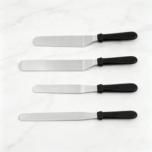 Stainless steel icing spatula set, black handle cake frosting spatula for baking tools.