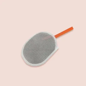 Close-up view of the gray mesh soap foaming net showing the fine texture and orange hanging strap.