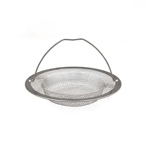 Panier filtre pour évier de cuisine en acier inoxydable avec poignée, idéal déchets.