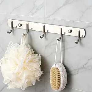 Colgador de Ropa de Pared de Acero Inoxidable Cocina Baño Toalla Ganchos Multiusos Organizador
