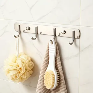 Colgador de pared de acero inoxidable con ganchos múltiples para baño y cocina organizador.