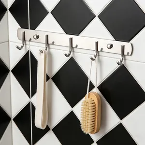Colgador de pared de acero inoxidable perchero multi-gancho baño cocina toallero almacenamiento