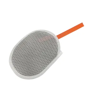 Grey mesh soap foaming bag with orange hanging ribbon for facial cleansing and handmade soap use.