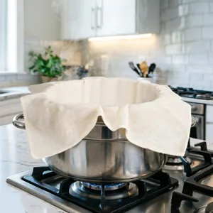 Tissu en mousseline de coton carré pour cuiseur vapeur, et filtration des aliments.