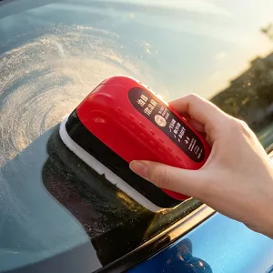 Detailed view of car glass oil film cleaner brush cleaning windshield, practical tool.