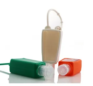 Tragbares 30ml Silikon Reiseflaschen Set mit Kordel und auslaufsicherem Design für Flüssigkeiten.