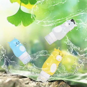 Set di flaconi da viaggio in silicone con cartoni animati per lozione portatile.