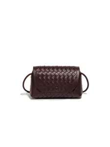 Stijlvolle geweven lederen crossbody schoudertas voor dames, minimalistische handtas.
