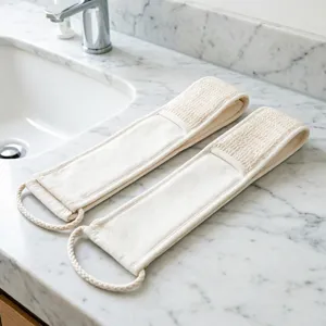 Spugna esfoliante per schiena lunga fascia da bagno doppia faccia luffa per doccia