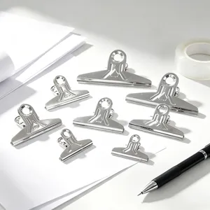 Stainless steel metal binder clips set for office paperwork and sketching stationery