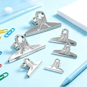 Stainless steel metal binder clips assorted sizes heavy duty document paper clamps office supply