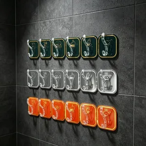 Set van doorzichtige acrylzelfklevende haken, kleurrijke multi-row thuis keuken opslag organizer.