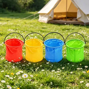Portable foldable water bucket for art painting, outdoor camping and daily household use.